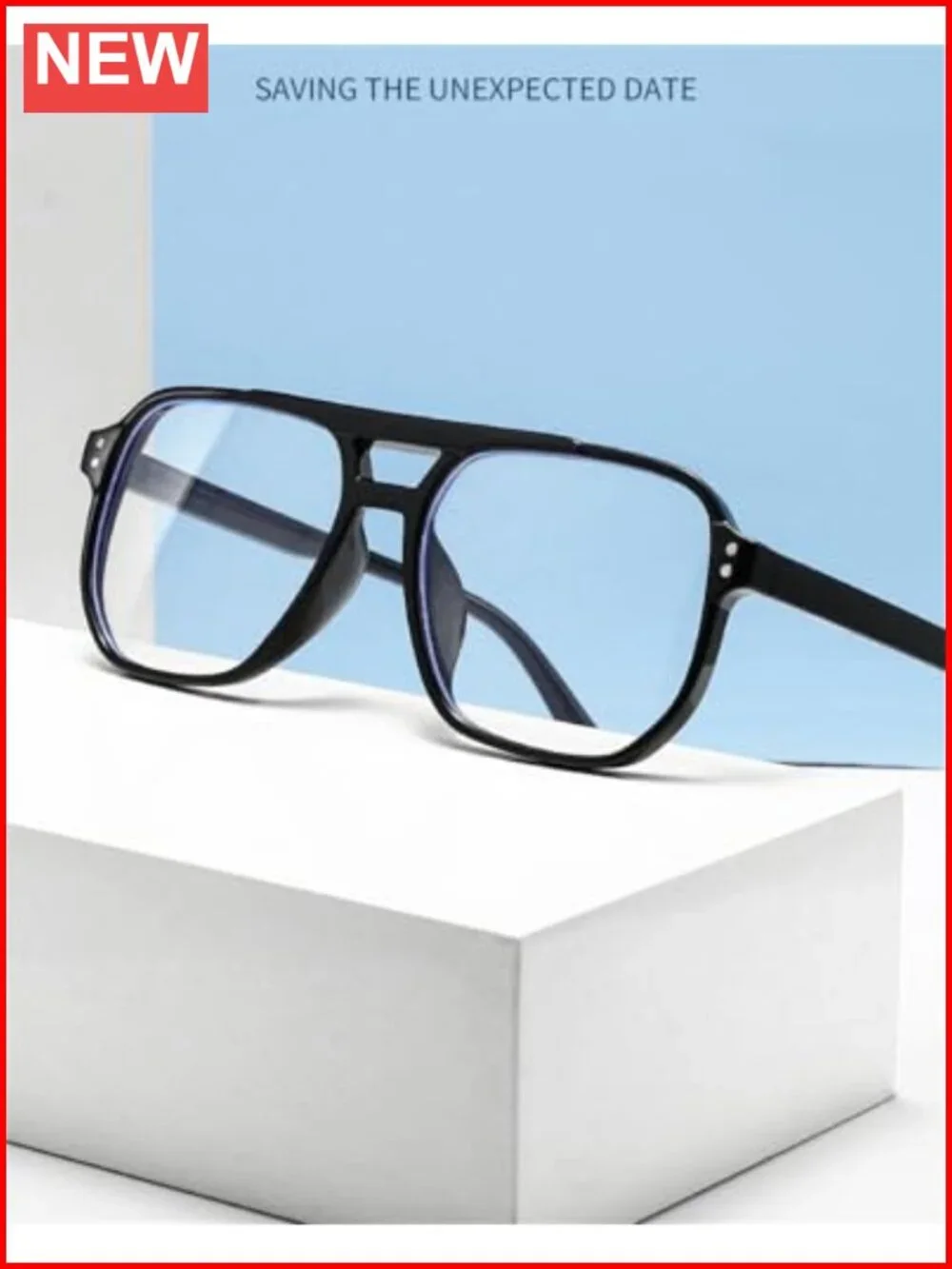 Retro Square Aviator Sunglasses Blue Light Blocking Oversized Eyeglasses